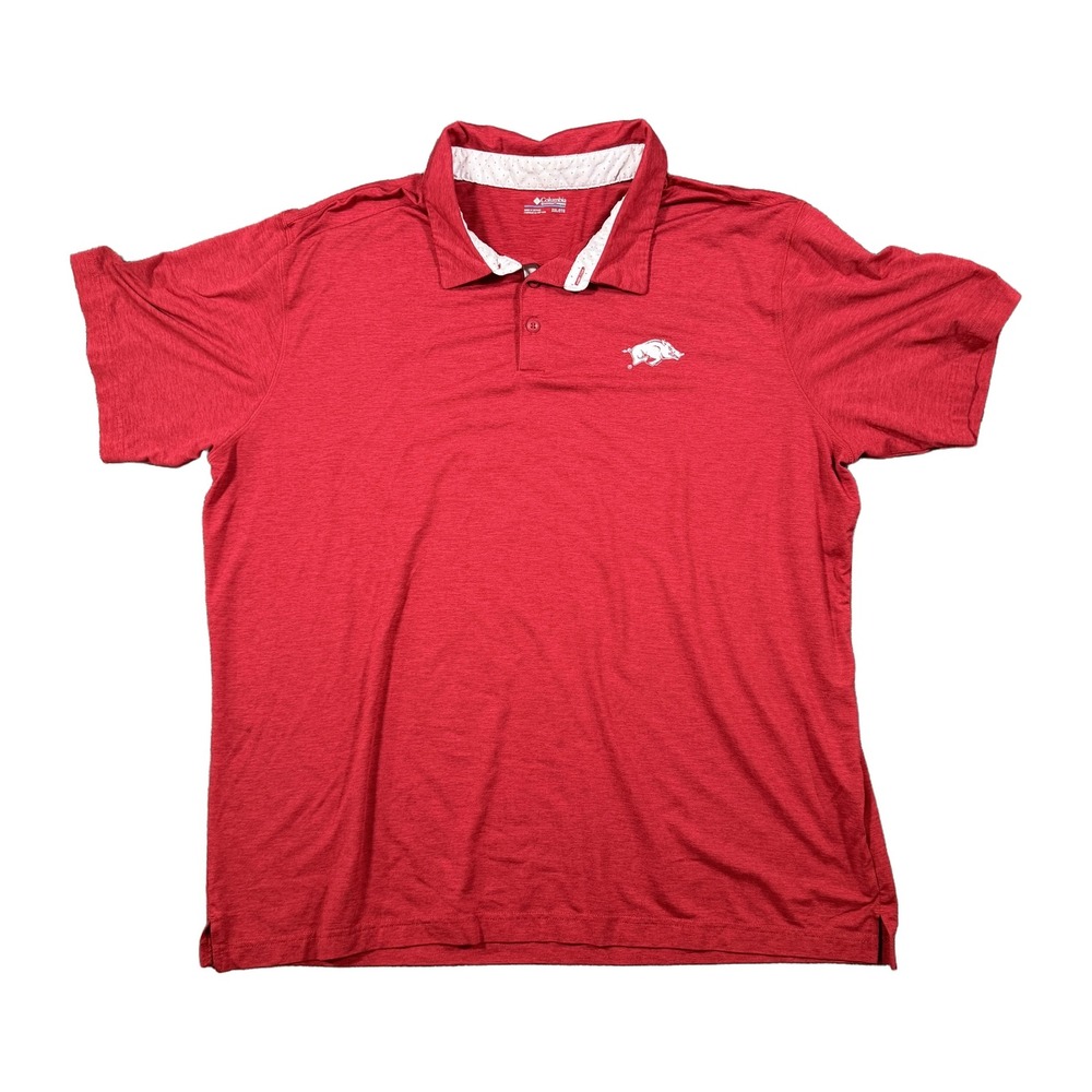 Columbia Arkansas Razorbacks Omni-Wick Golf Polo Red Mens XXL Flaw